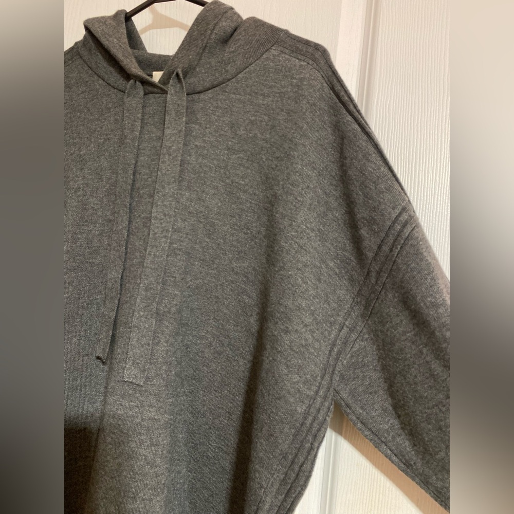 NWOT 7 For All Mankind Cashmere Blend Grey Knit Drawstring Sweater Hoodie XL - Picture 4 of 12